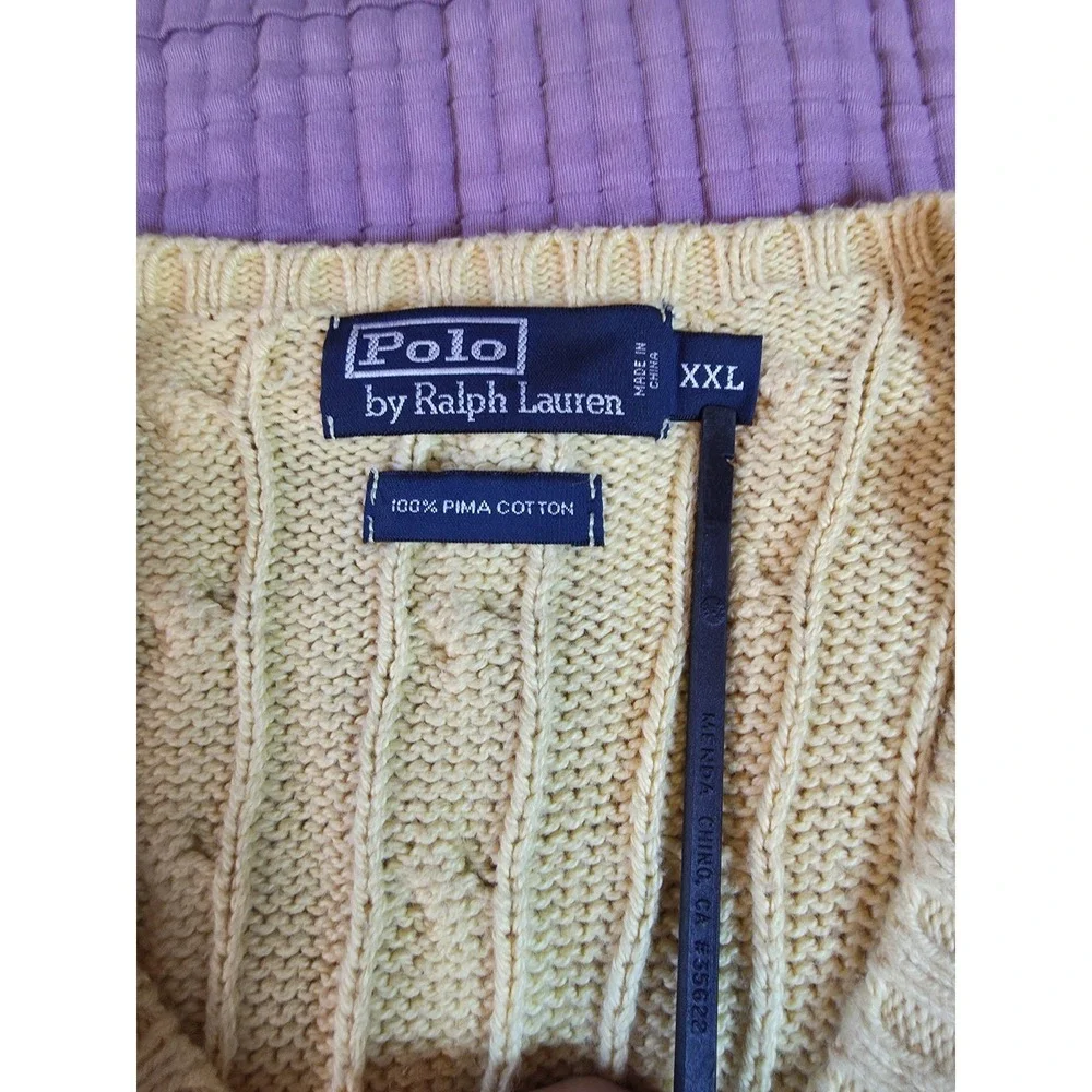 Polo Ralph Lauren 100% Pima Cotton Cable Knit Sweater Vest Yellow XXL